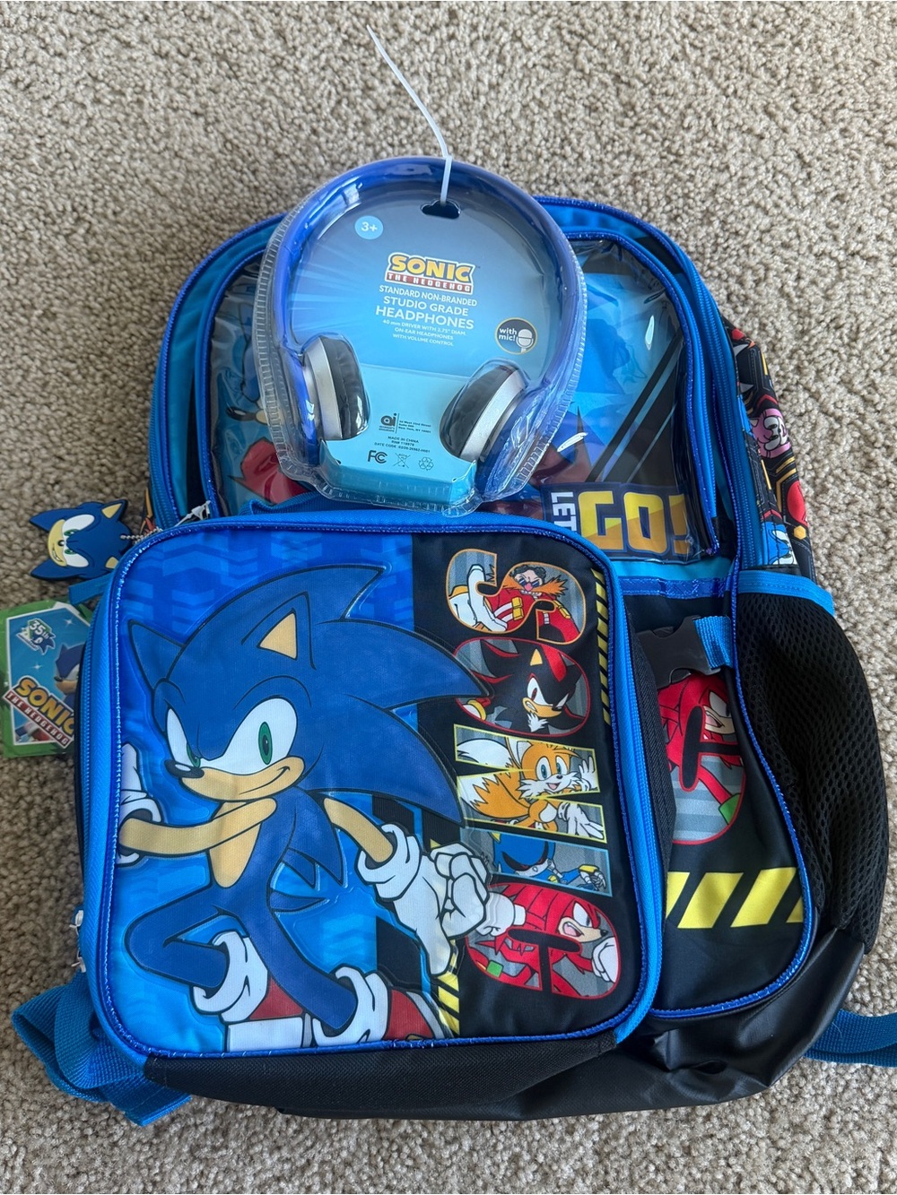 Sonic Kids Blue Backpack with Matching Blue Headphones